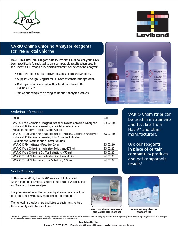 Lovibond Vario Chlorine Analyzer Reagents